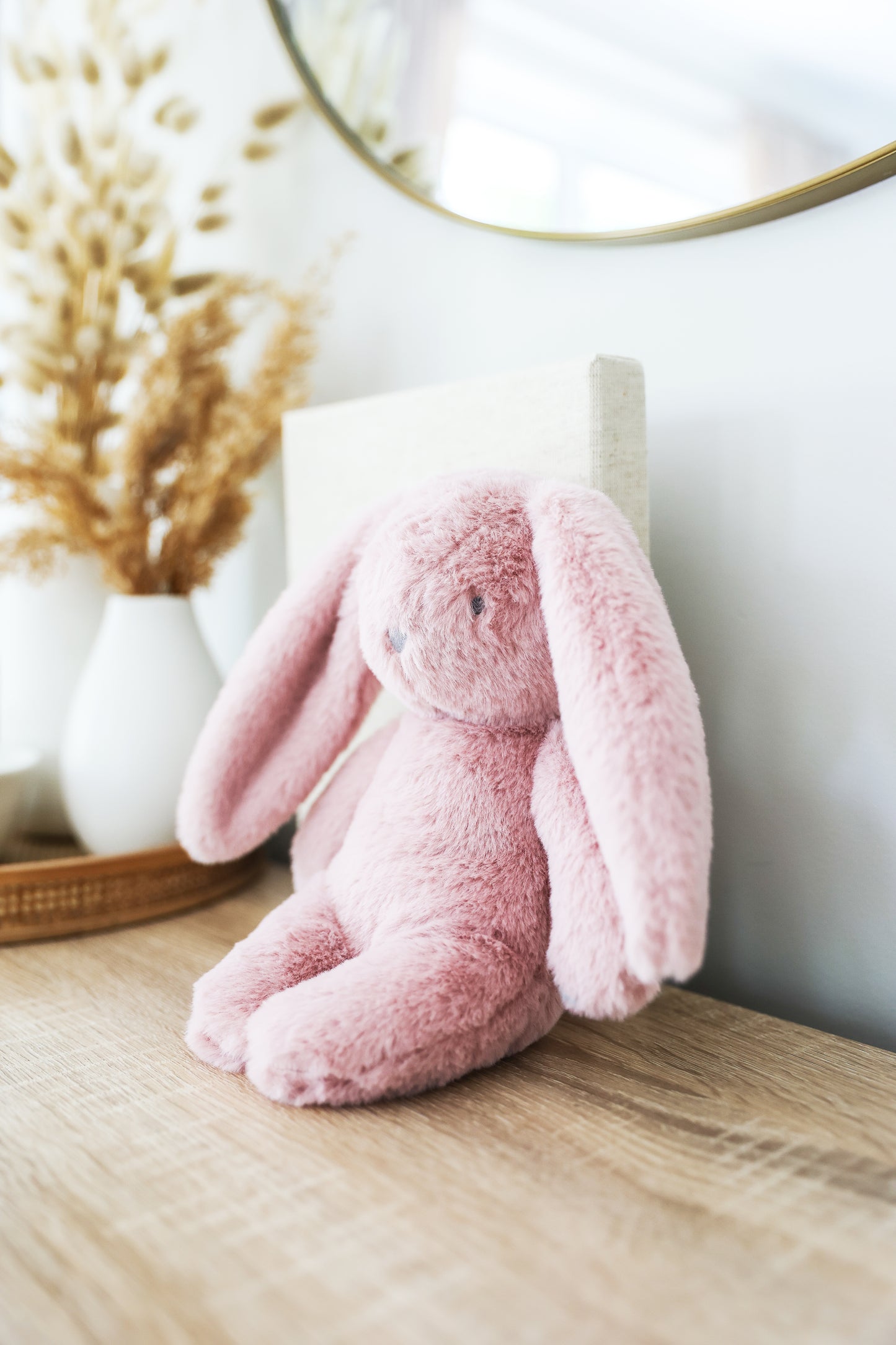 Darcey Plush Baby Bunny 27cm in soft pink, perfect cuddly companion for babies and toddlers.