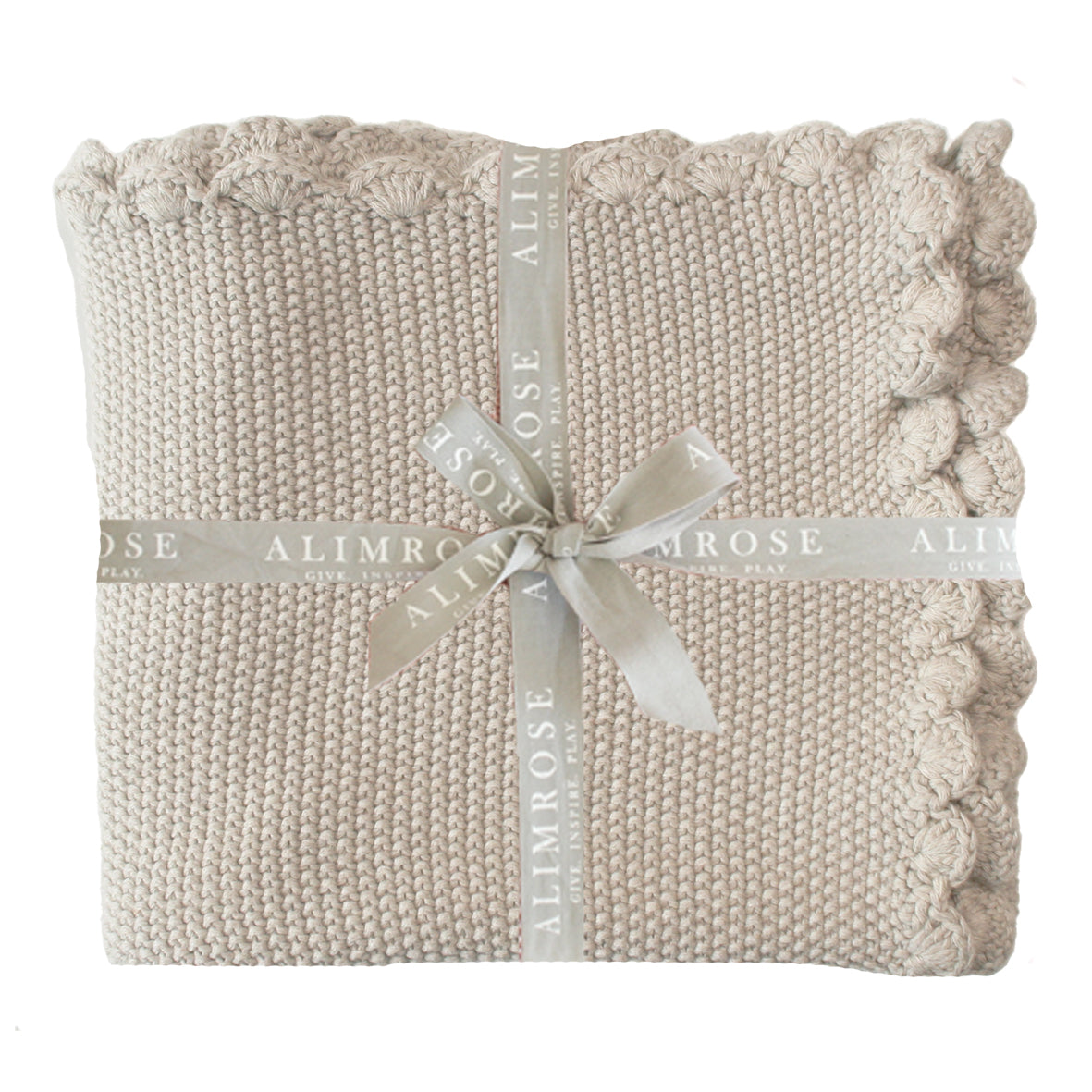 Knit Mini Moss Stitch Baby Blanket Latte