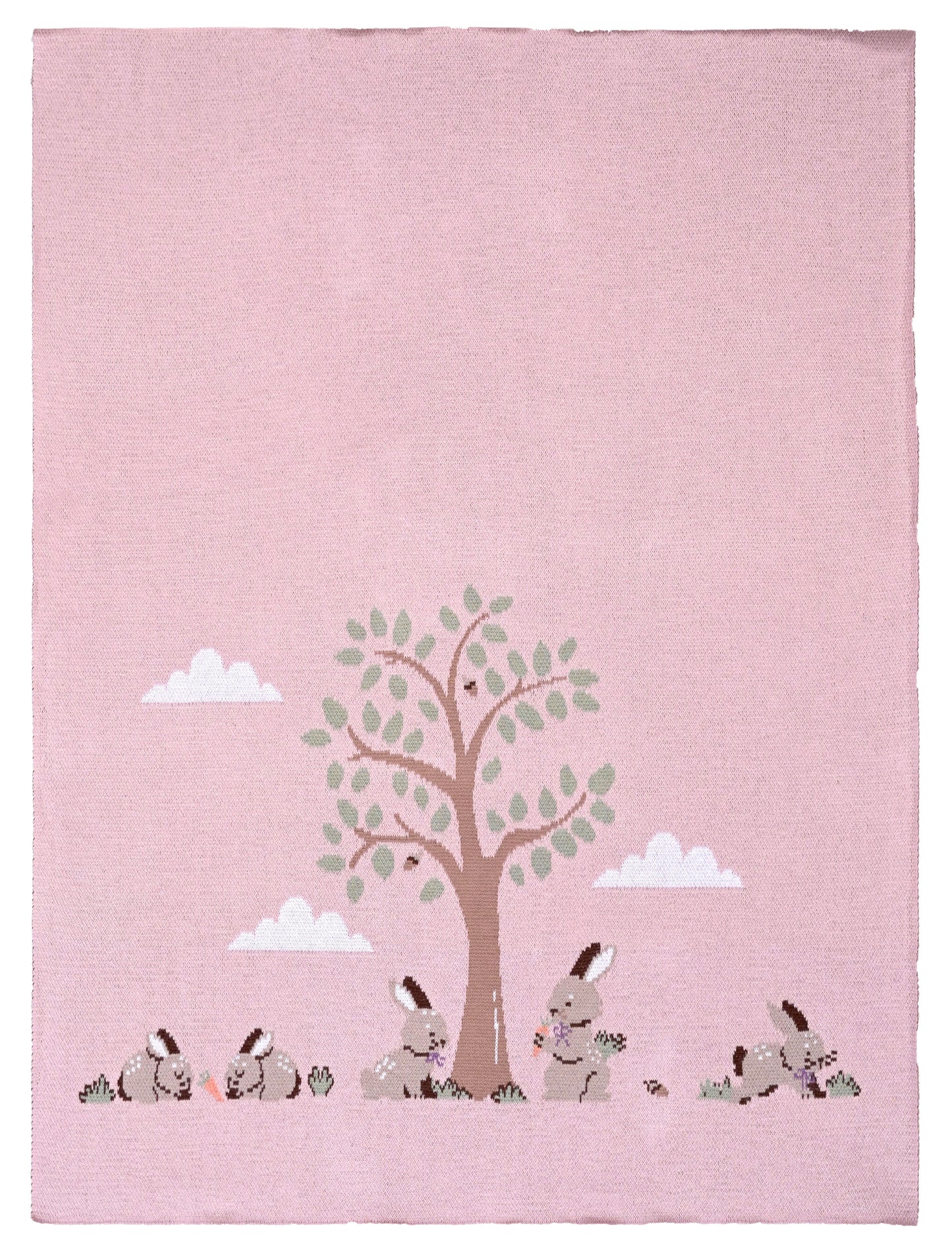 Bunnies Day Out Baby Blanket - Petal Pink