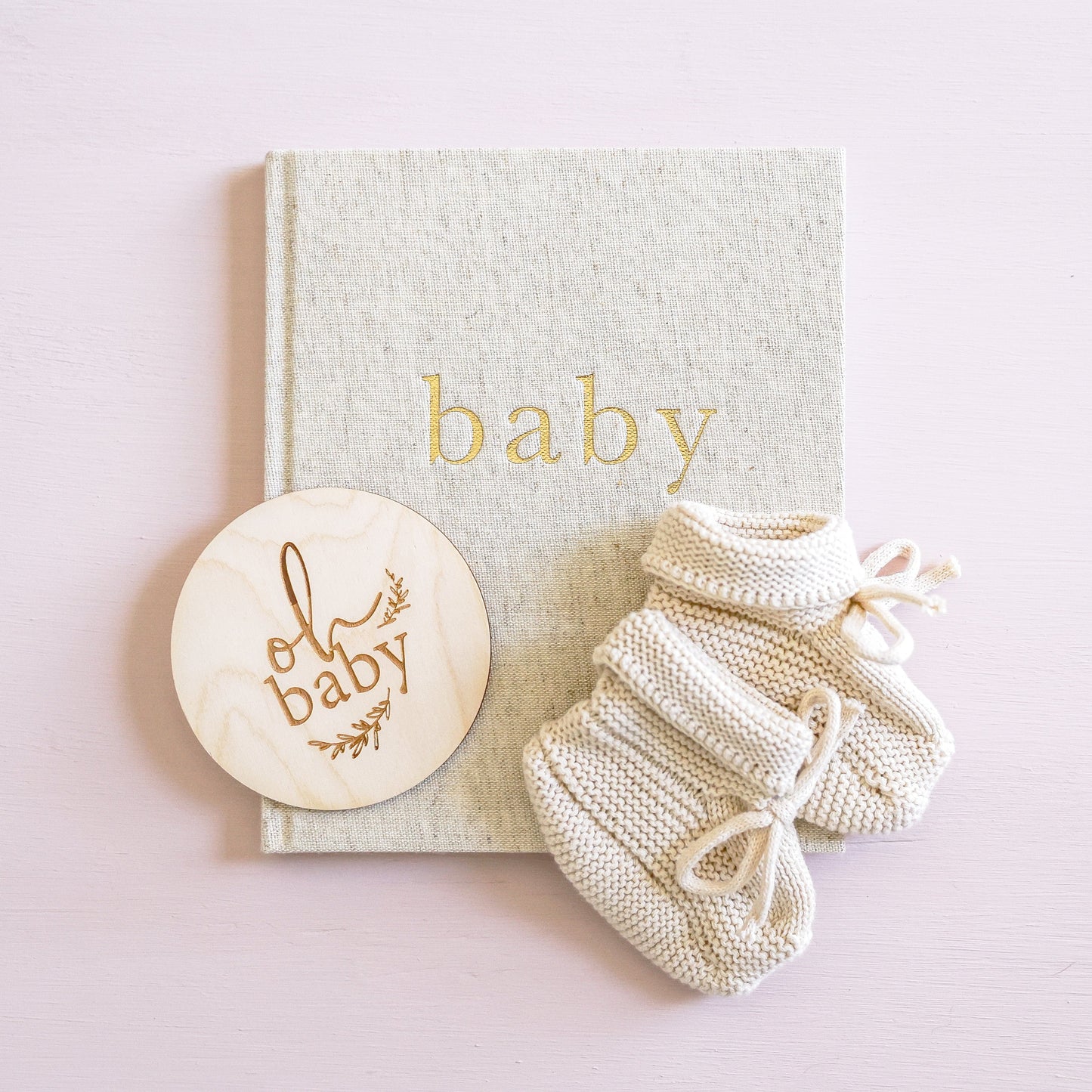 Knit Baby Booties Natural 0-6mth