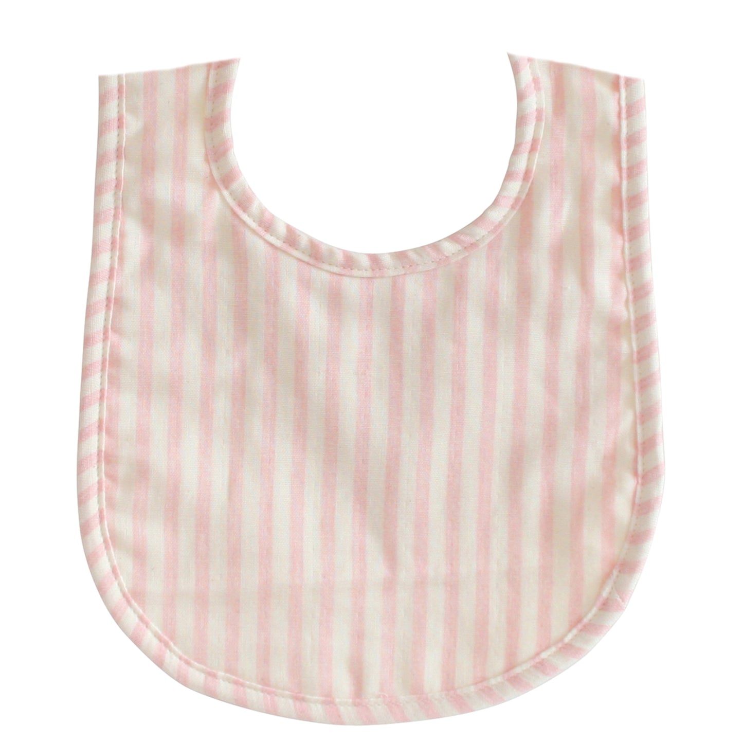 Pink stripe baby bib made from soft double gauze fabric, perfect for stylish and mess-free mealtimes.