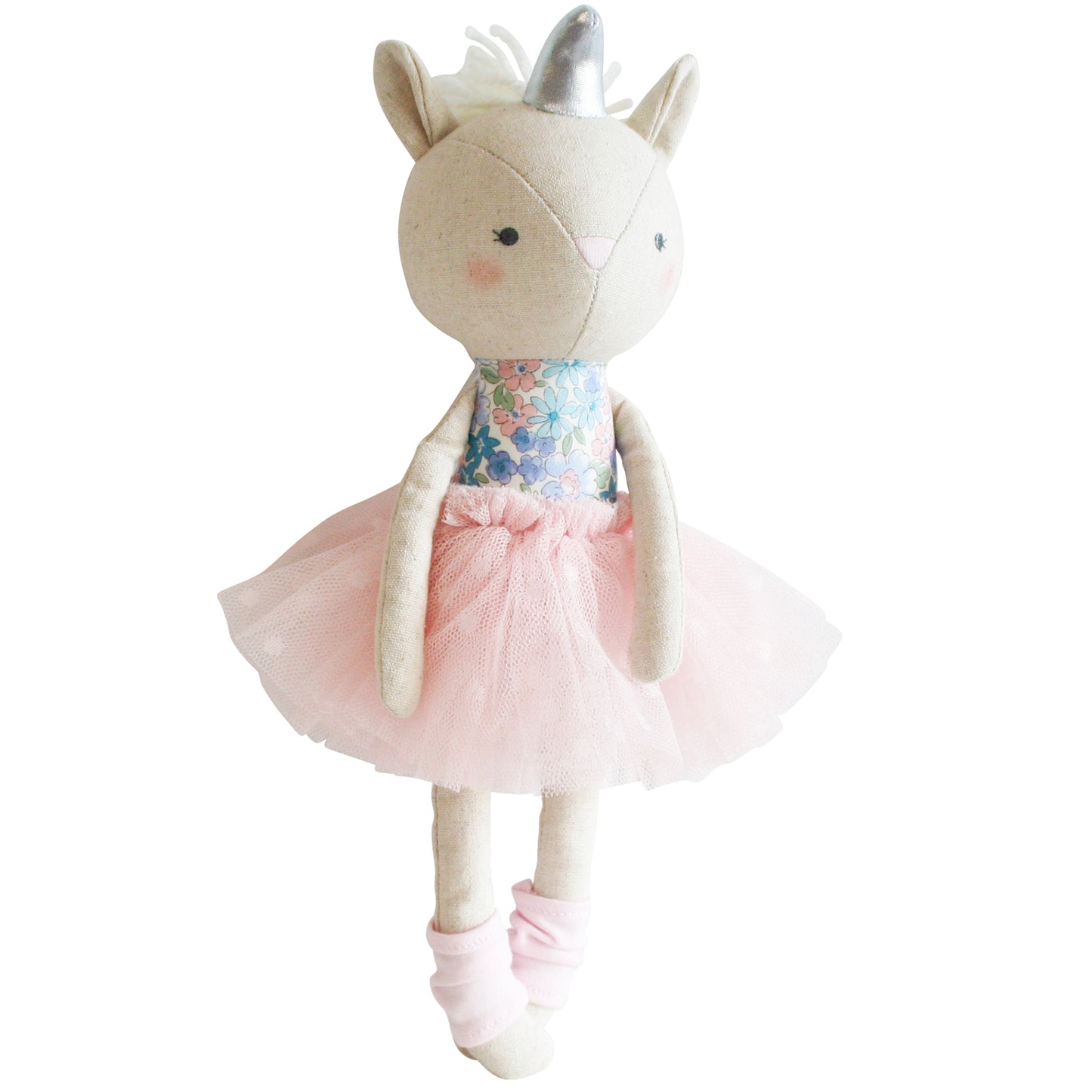 Adorable Baby Unicorn Doll 32cm in Liberty Blue with pink tulle tutu and leg warmers, perfect for kids aged 3 and up.