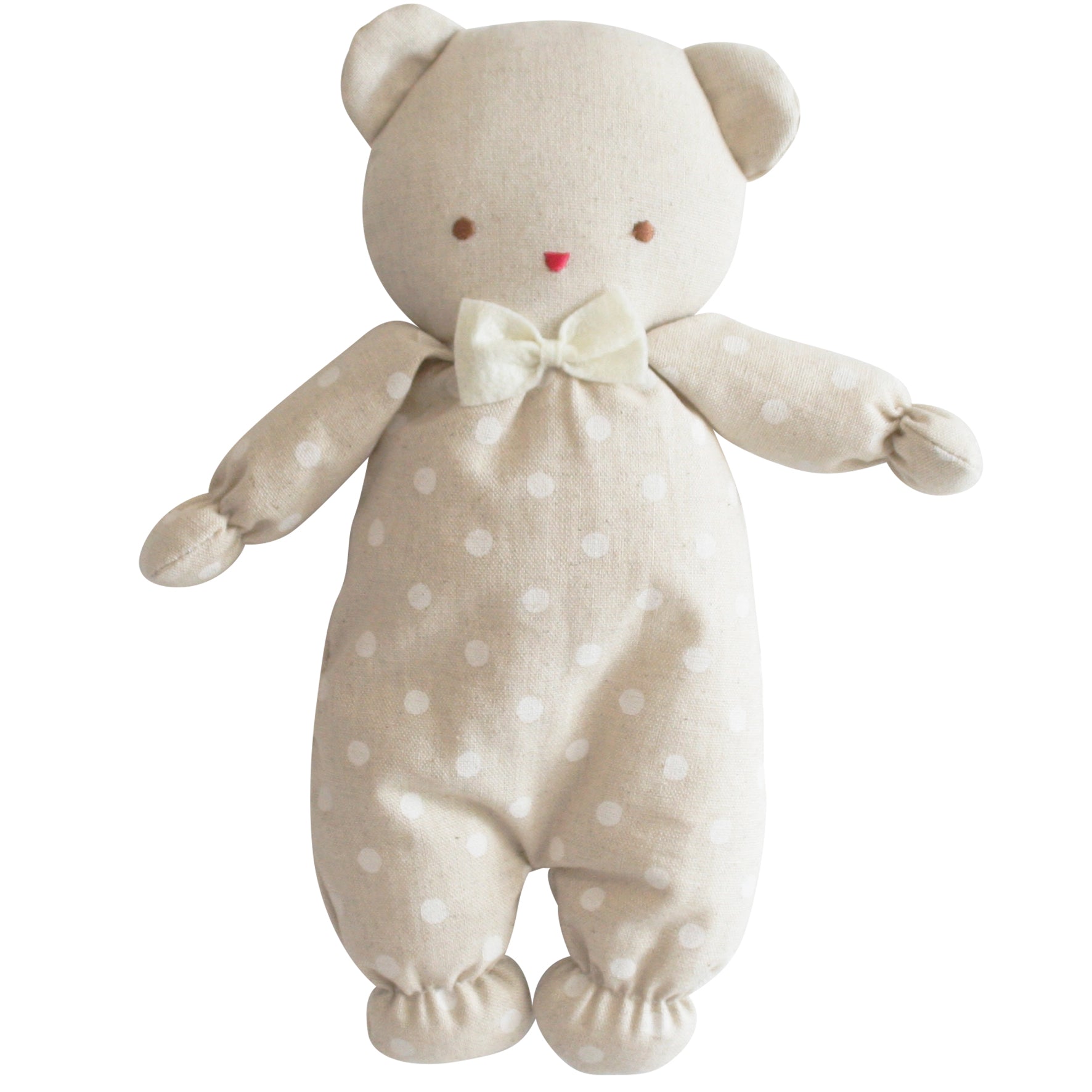 Baby Ted 25cm White Linen Spot Alimrose