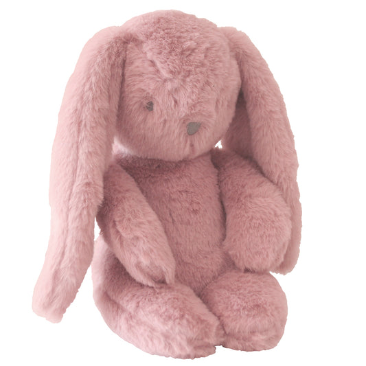 Darcey plush baby bunny, soft grey fabric, cuddly companion for kids, suitable from birth, 27cm tall.