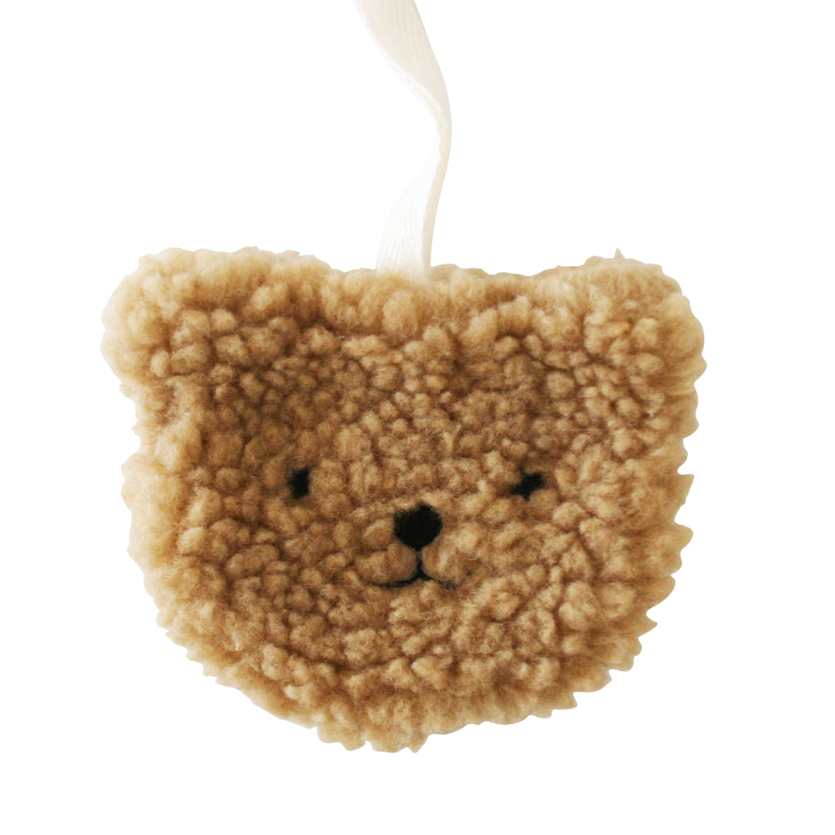 Sherpa caramel bear pacifier comforter for babies, soft cuddly design, ideal for soothing and easy pacifier attachment.