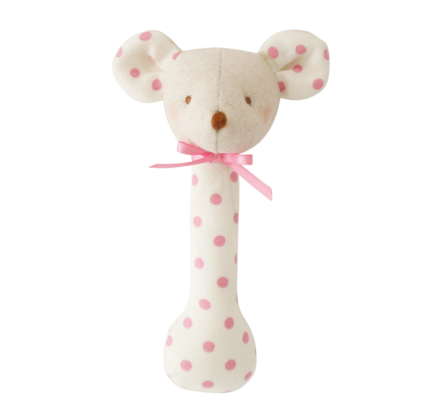 Mouse Stick Rattle Berry Polka, lightweight baby rattle with cute mouse design, safe for infants, perfect first toy.