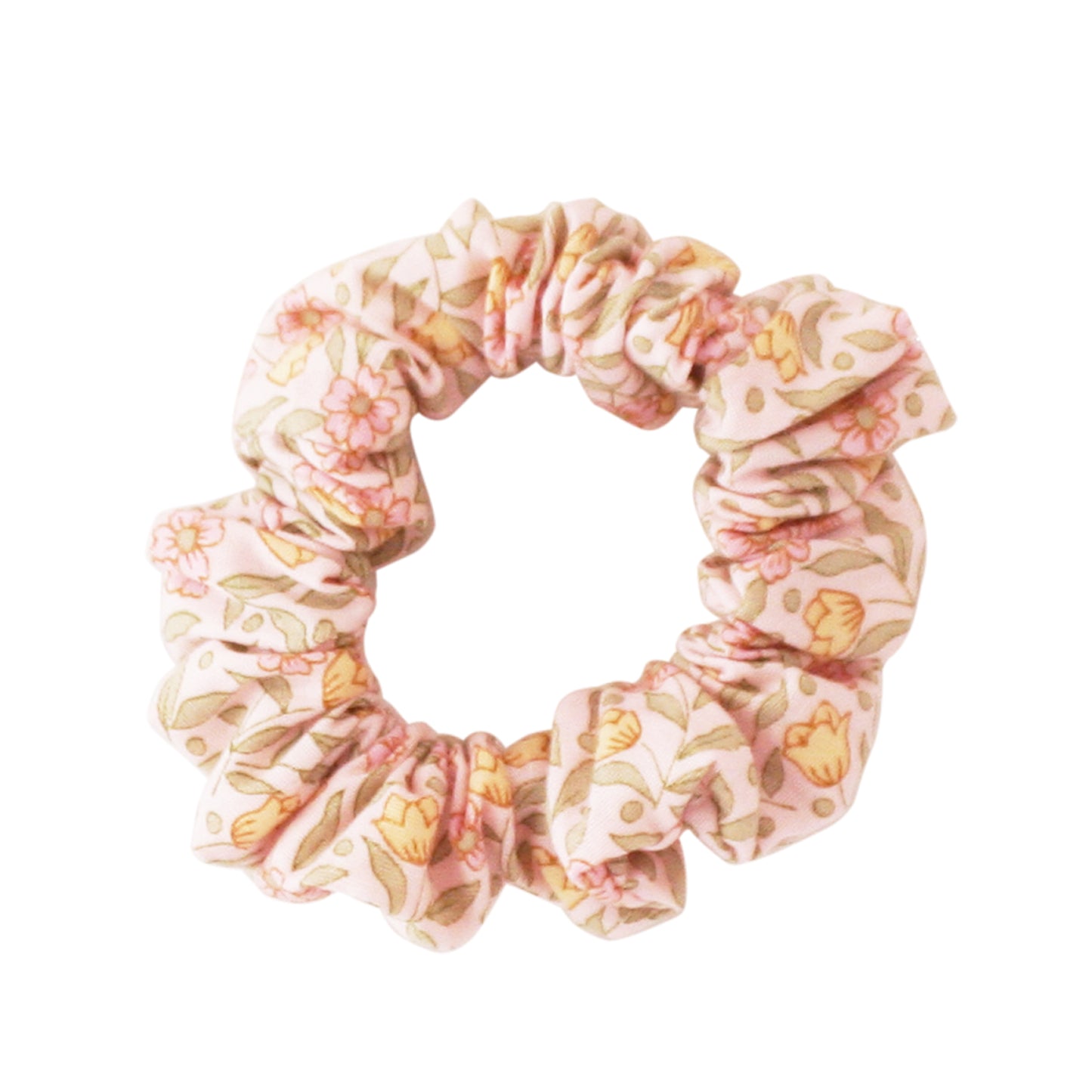 Alimrose Scrunchie Blossom Lily Pink hair tie with floral print, perfect for everyday hairstyles and little fashionistas.
