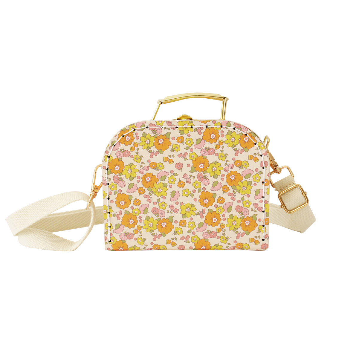 Coco Cross Body Case in Sweet Marigold floral print, perfect accessory for little fashionistas on outings.