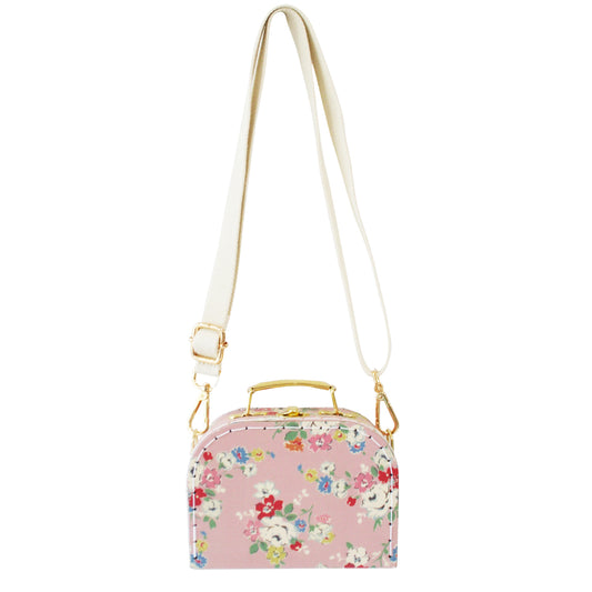 Coco Cross Body Case in Vintage Rose with floral print and gold accents, perfect for kids' outings and stylish adventures.