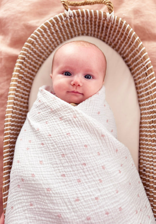 Muslin Swaddle Pink Stars