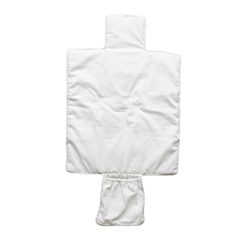Little Traveller Change Mat in soft cotton gauze, fold-out design, with pocket for wipes and diapers, 50cm wide, 69cm long.