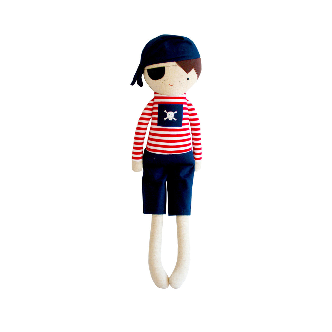 Small Pirate Boy Doll Rattle 30cm Navy Red