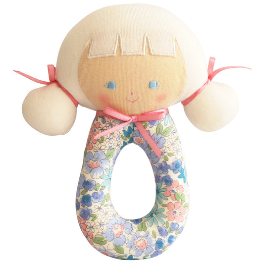 Audrey Grab Rattle 15cm Liberty Blue