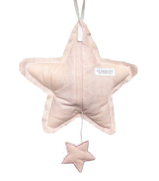 Star Musical - Pink Linen & Liberty Blue soft toy, playing 'Let It Be', with velcro closure and pull string.