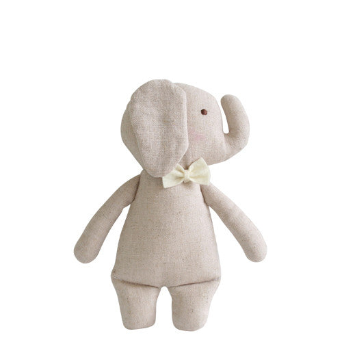 Linen Mini Rattle 18cm Elephant