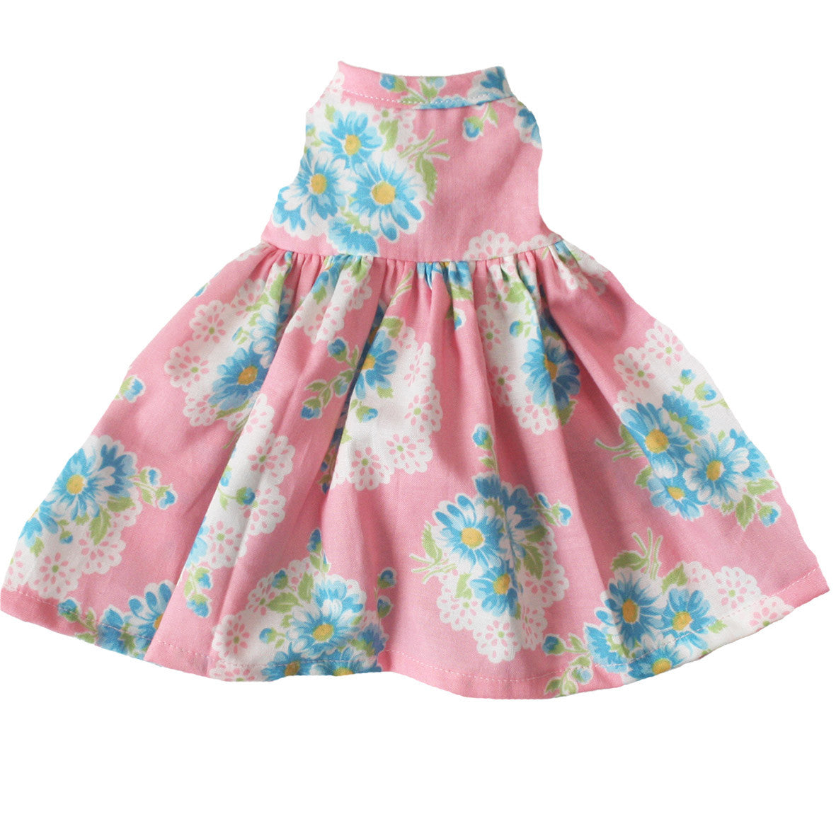 Large Doll Dress Blue Pink Daisy