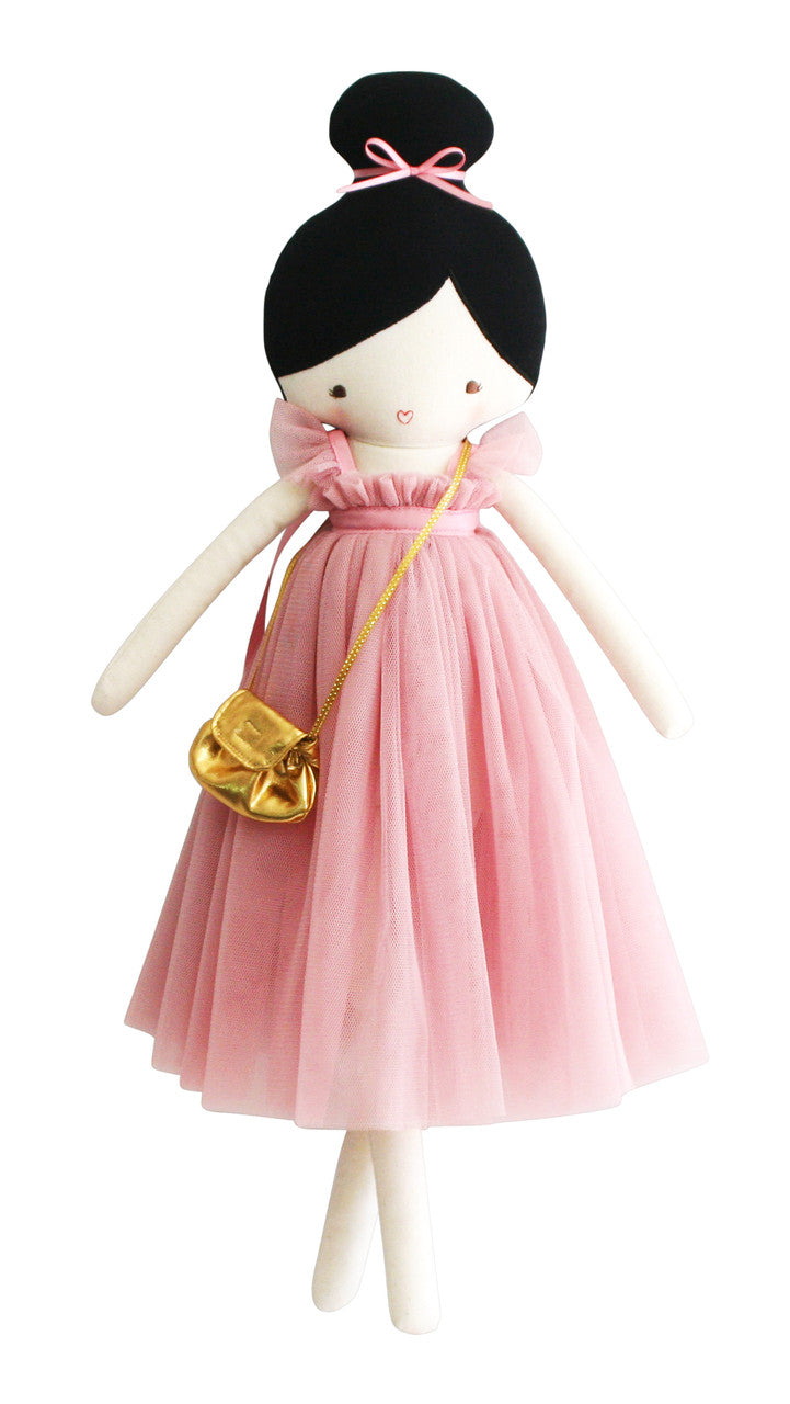 Alimrose Charlotte Doll in pink tulle dress with mini bag, 48cm, perfect for imaginative play.