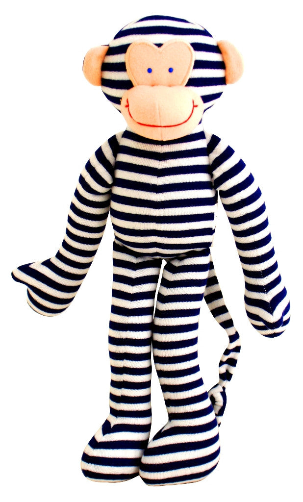 Monkey Rattle - Navy Stripe (30cm)