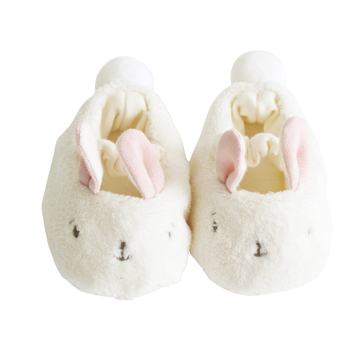 Snuggle Bunny Slippers in pink for newborns, soft cotton, cute design, suitable for 0-6 months, machine washable