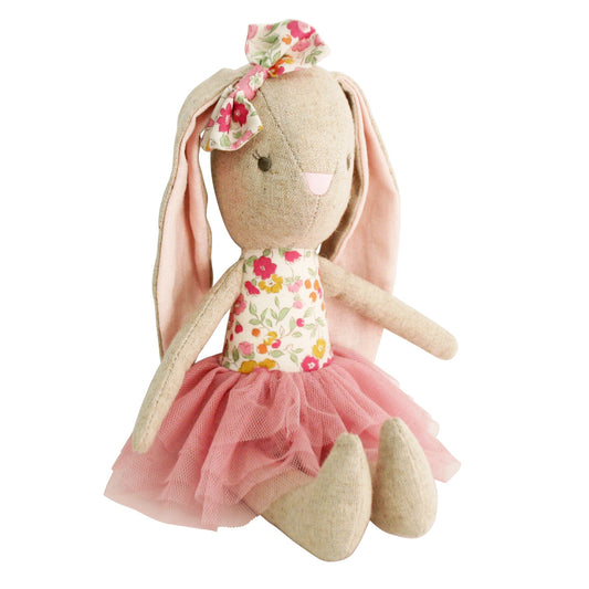 Baby Pearl Bunny 26cm in blush tulle tutu and floral bodice, perfect keepsake for children aged 18 months and up.
