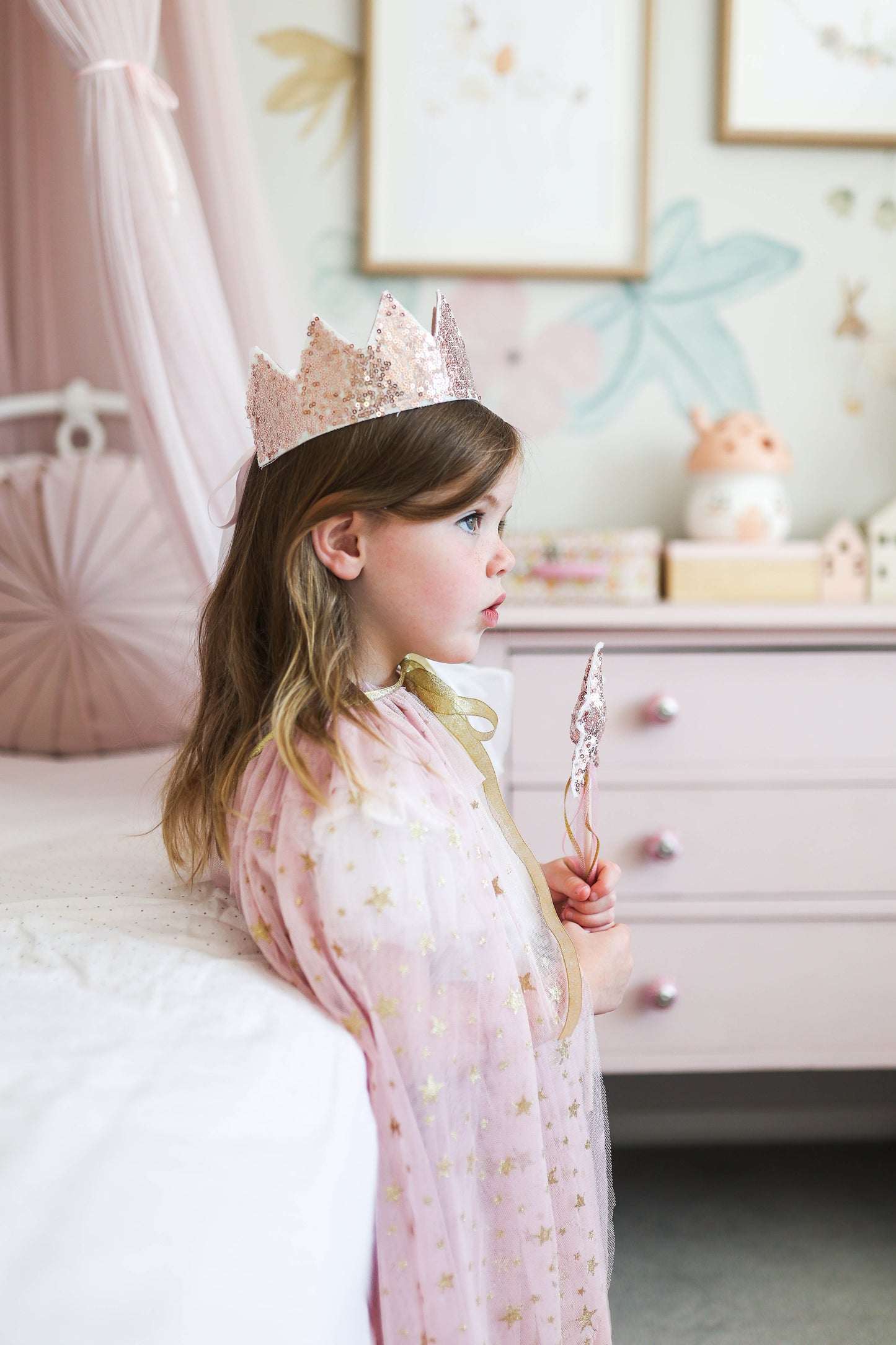 Dress Up Tulle Star Cape Blush Gold