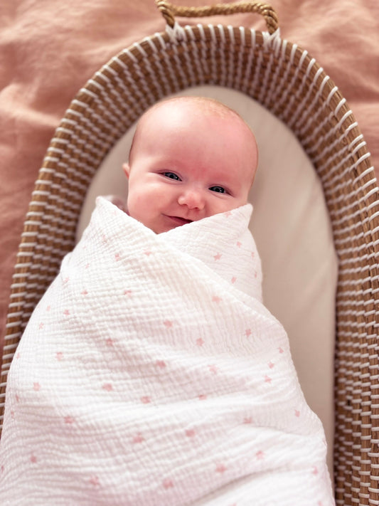 Muslin Swaddle Pink Stars