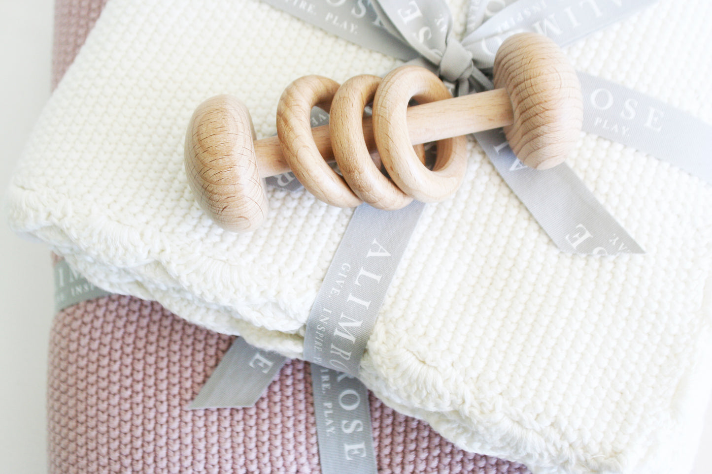 Knit Mini Moss Stitch Baby Blanket Ivory