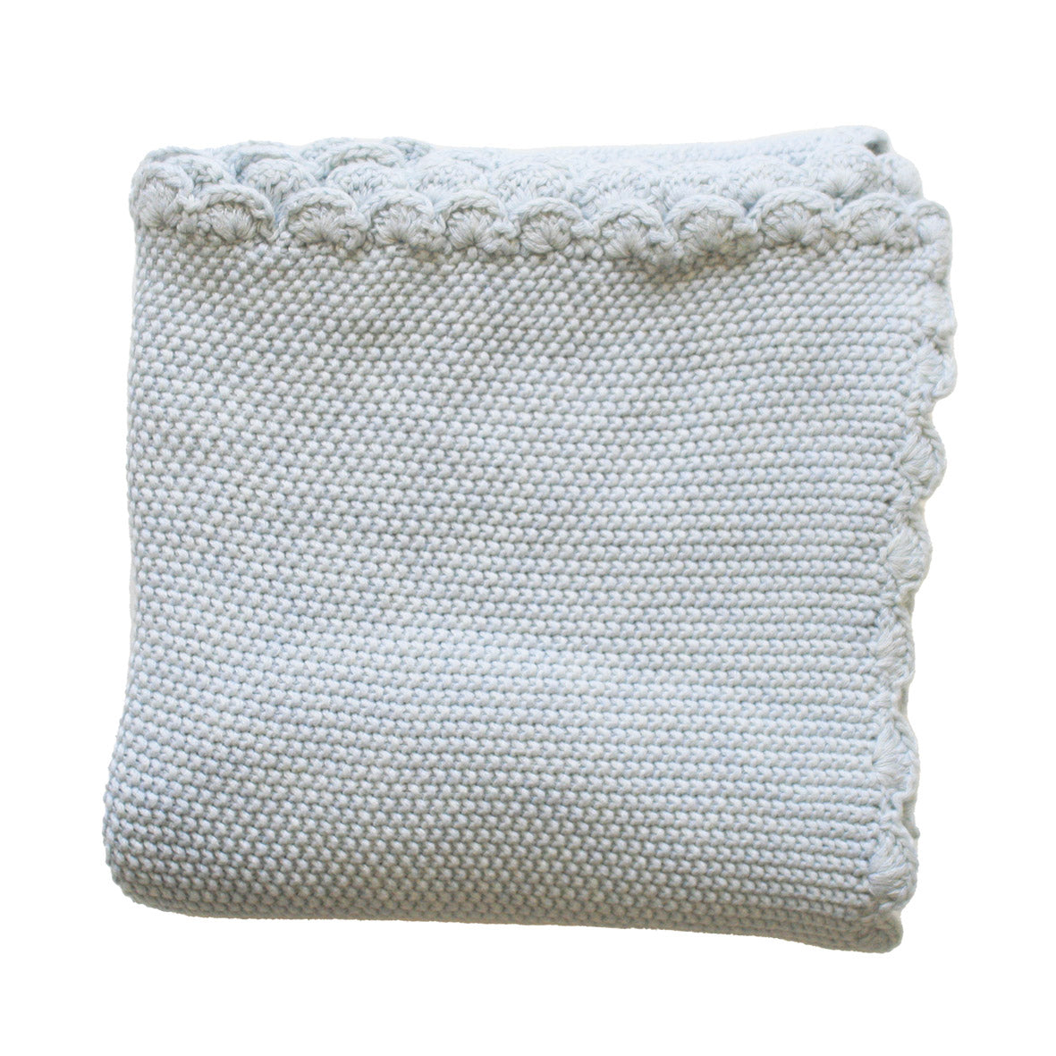 Knit Mini Moss Stitch Baby Blanket Powder Blue