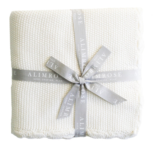 Knit Mini Moss Stitch Blanket 100% cotton - Ivory 100cm x 80cm