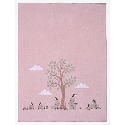 Bunnies Day Out Baby Blanket - Petal Pink