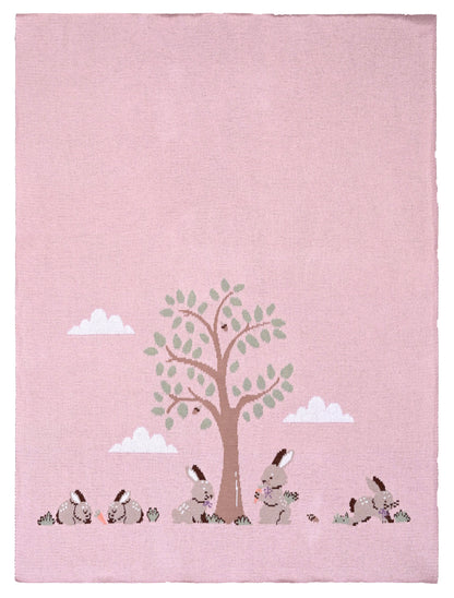 Bunnies Day Out Baby Blanket - Petal Pink