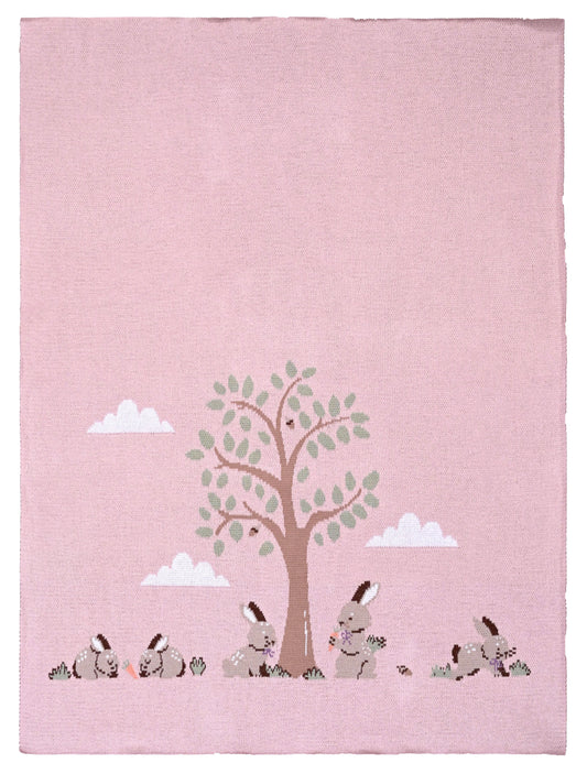 Bunnies Day Out Baby Blanket - Petal Pink