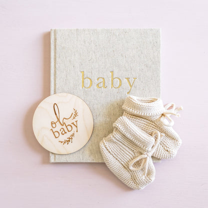 Knit Baby Booties Natural 0-6mth