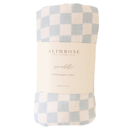 Muslin Swaddle Blue Check