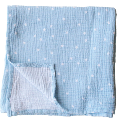 Muslin Swaddle Starry Night Baby Blue