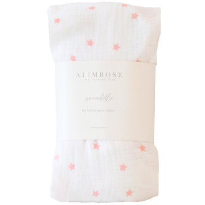 Muslin Swaddle Pink Stars