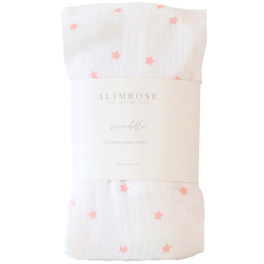 Muslin Swaddle Pink Stars