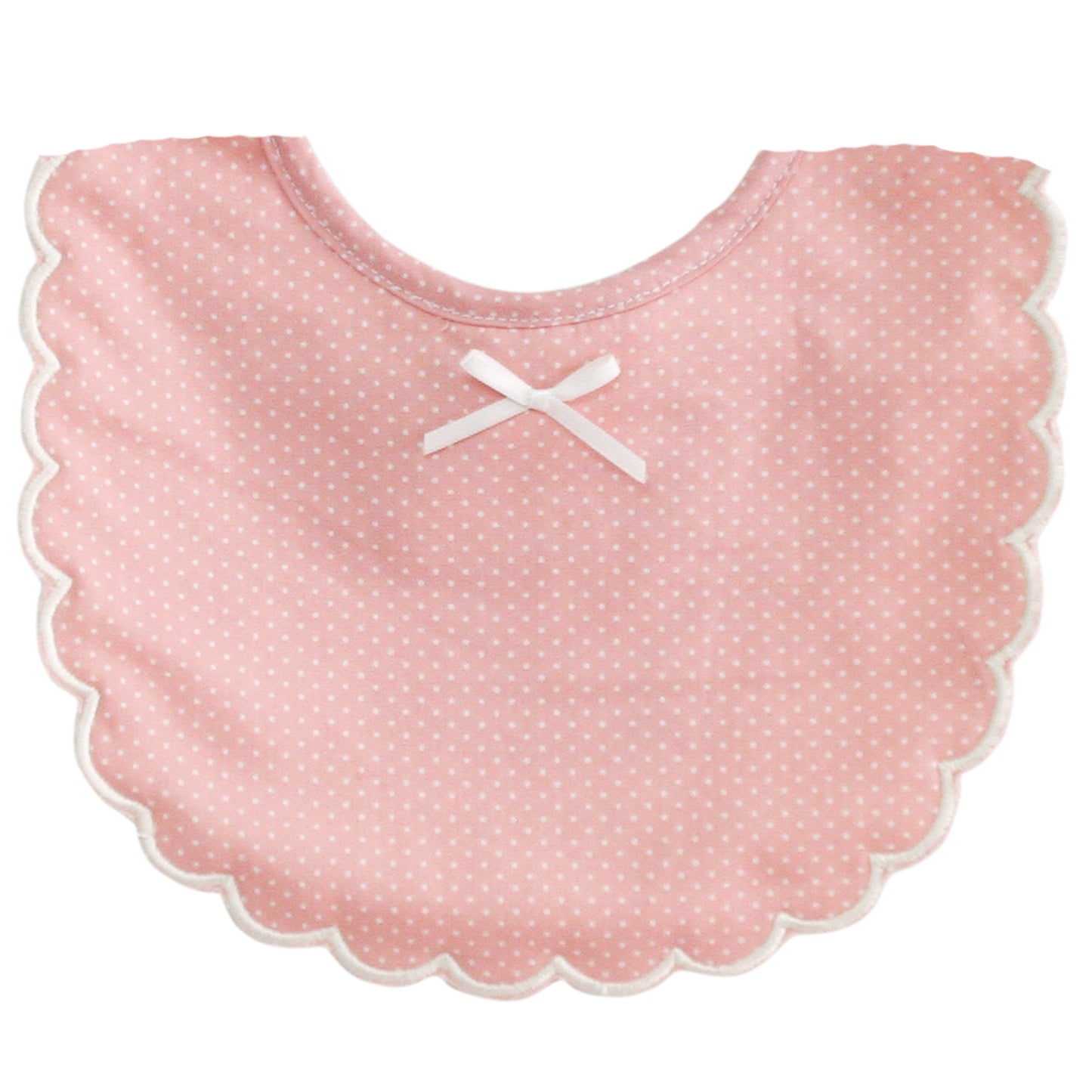Scallop Bib Pink Ivory Spot