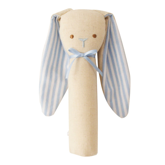 Bunny Rattle & Squeaker Linen Blue