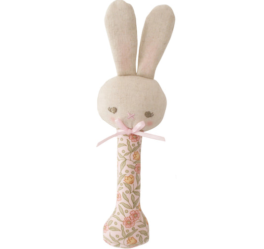 Baby Bunny Stick Rattle Blossom Lily Pink