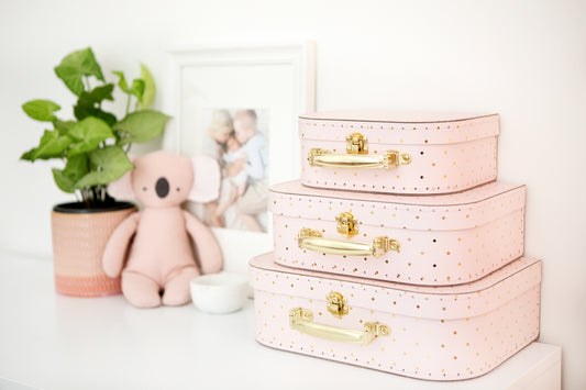 Kids Carry Case Set - Pink Gold Spot