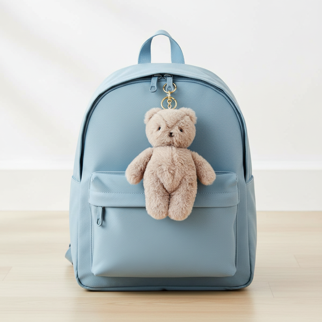 Mini Bear Bag Charm 20cm Grey