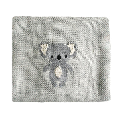 Organic Cotton Koala Baby Blanket - Grey