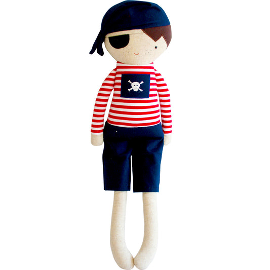 Small Pirate Boy Doll Rattle 30cm Navy Red