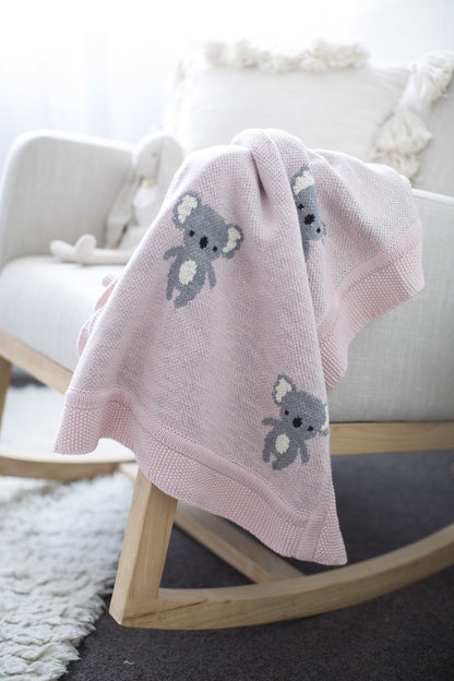 Organic Cotton Koala Baby Blanket - Pink